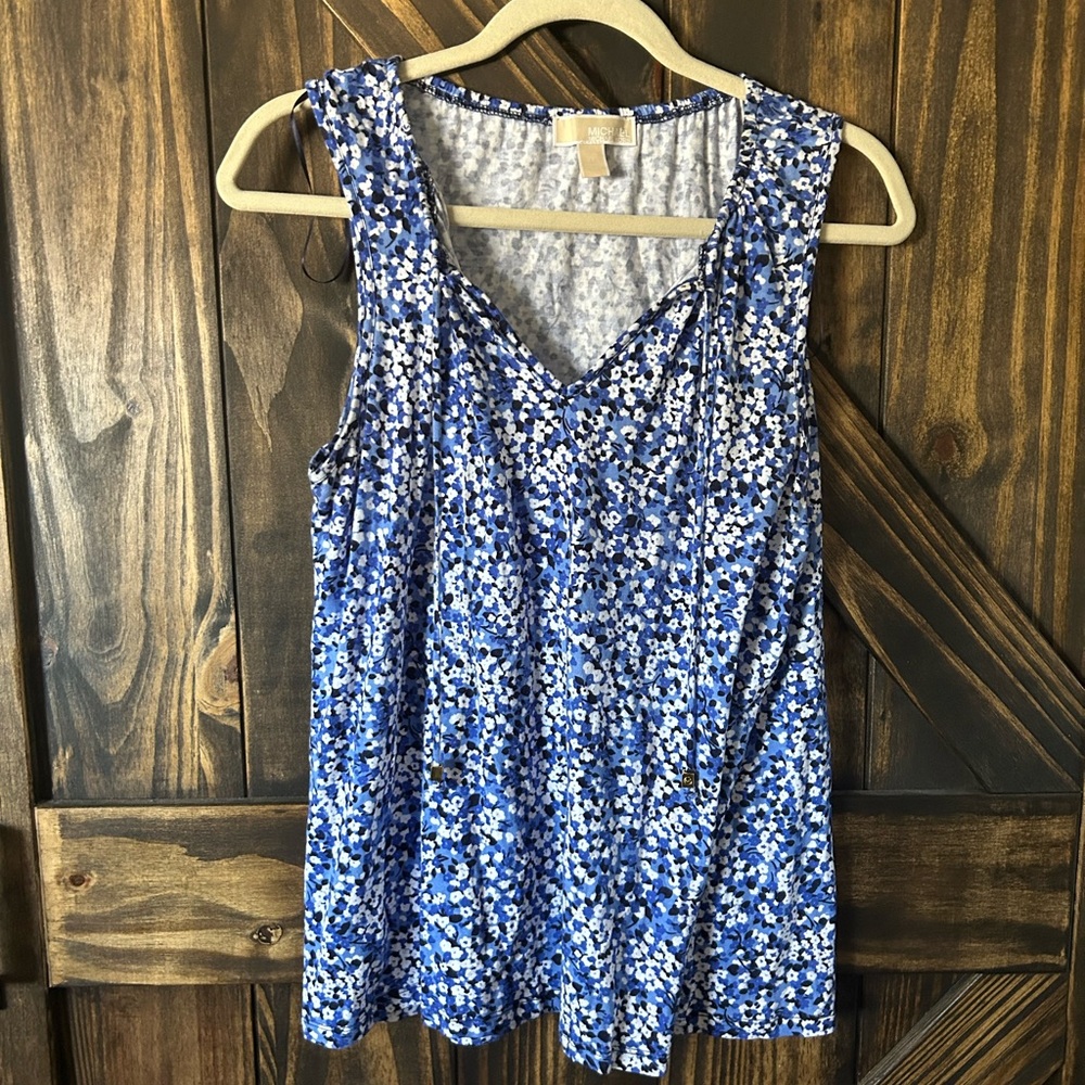 Blue Floral Sleeveless Top